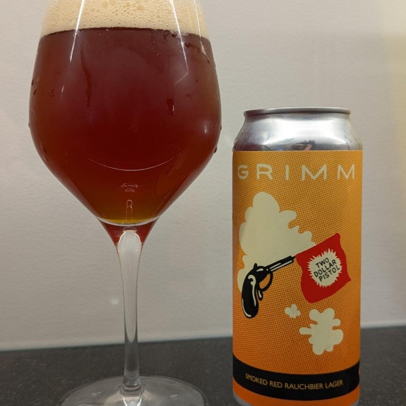 Grimm Artisanal Ales – kahe dollari püstol merevaigukollane/punane rauchbier