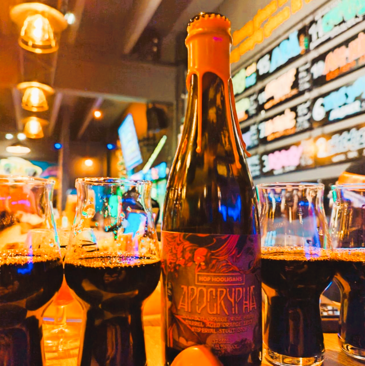 Hop Hooligans Apocrypha: Bourbon Orange Wine Finish, Orange Zest (2026) Imperial Barrel Aged Stout