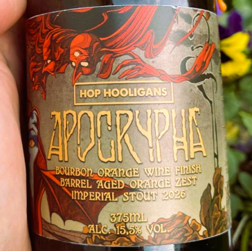 Hop Hooligans Apocrypha: Bourbon Orange Wine Finish, Orange Zest (2026) Imperial Barrel Aged Stout